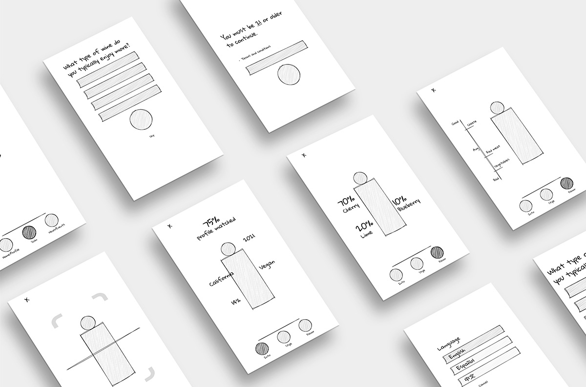 lo-fi wireframes for case study